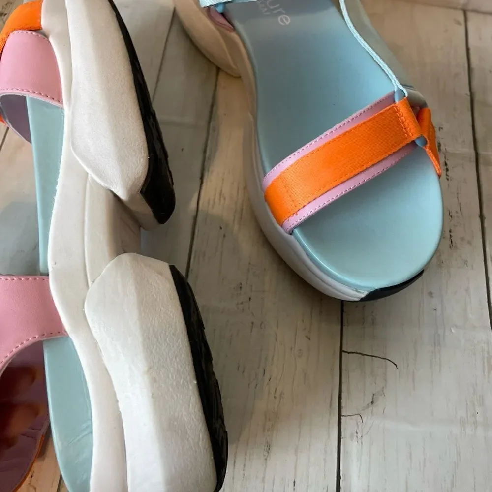 Nurture Roam Multi -Color Platform Block Heel Pastel Sandals Size 10
